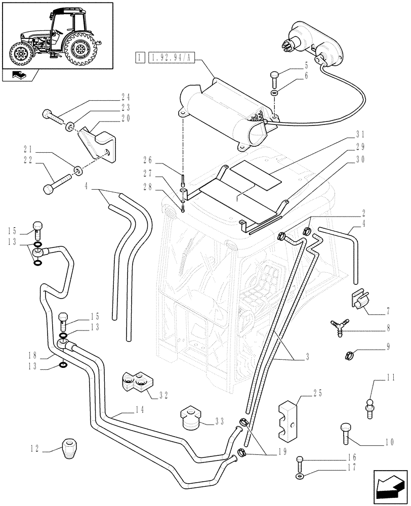 Схема запчастей Case IH FARMALL 85C - (1.92.94[03]) - CAB - HEATING SYSTEM (10) - OPERATORS PLATFORM/CAB