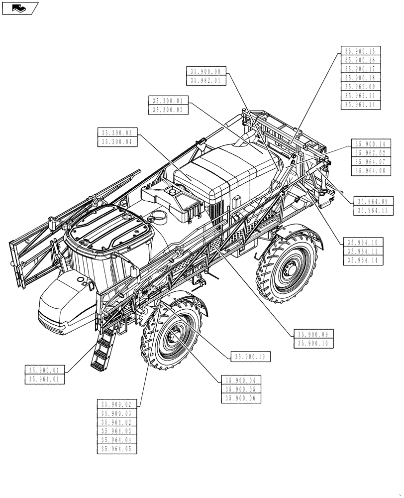 Схема запчастей Case IH 4430 - (00.000.35) - PICTORIAL INDEX - HYDRAULICS SYSTEMS (00) - GENERAL & PICTORIAL INDEX