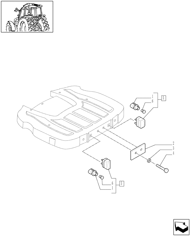 Схема запчастей Case IH MXU115 - (1.98.3[01B]) - (VAR.966) LICENSE PLATE LAMP & SUPPORT, MOUNTING ON CAB ROOF - D6560 (10) - OPERATORS PLATFORM/CAB