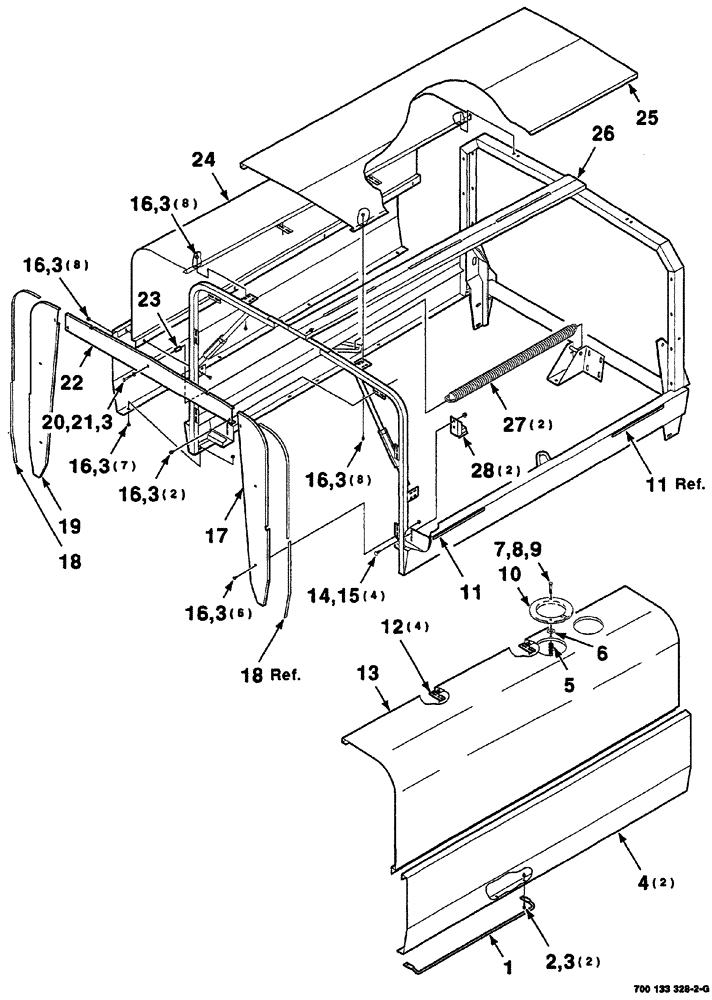 Схема запчастей Case IH 8870 - (07-50) - HOOD ASSEMBLY (90) - PLATFORM, CAB, BODYWORK AND DECALS