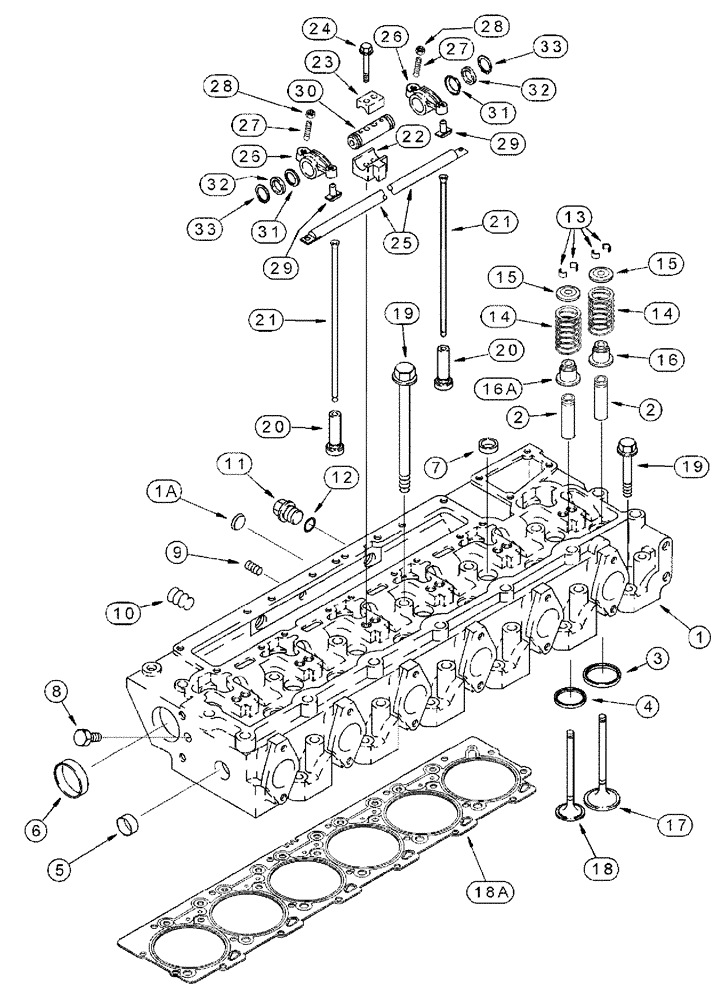 Схема запчастей Case IH SPX4260 - (03-015) - CYLINDER HEAD AND VALVE MECHANISM (01) - ENGINE