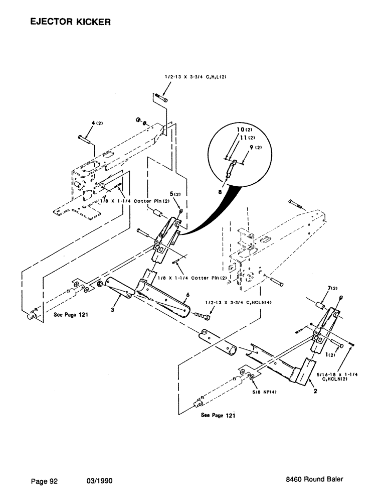 Схема запчастей Case IH 8460 - (092) - EJECTOR KICKER (16) - BALE EJECTOR