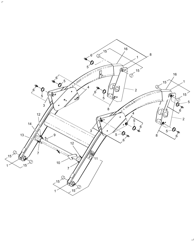 Схема запчастей Case IH LX340 - (001) - LOADER FRAME (82) - FRONT LOADER & BUCKET