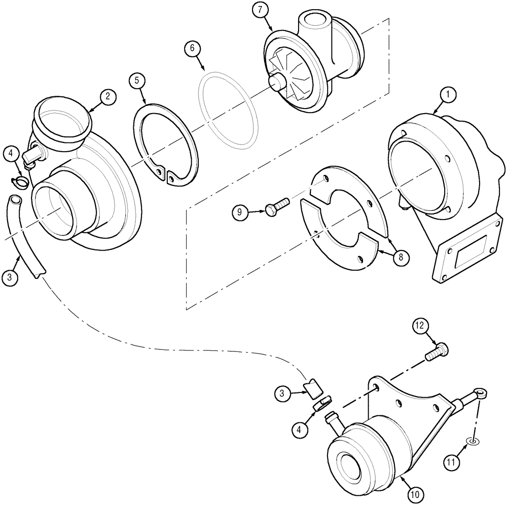 Схема запчастей Case IH CX100 - (02-30) - TURBOCHARGER, CX80, CX90, CX100 (02) - ENGINE