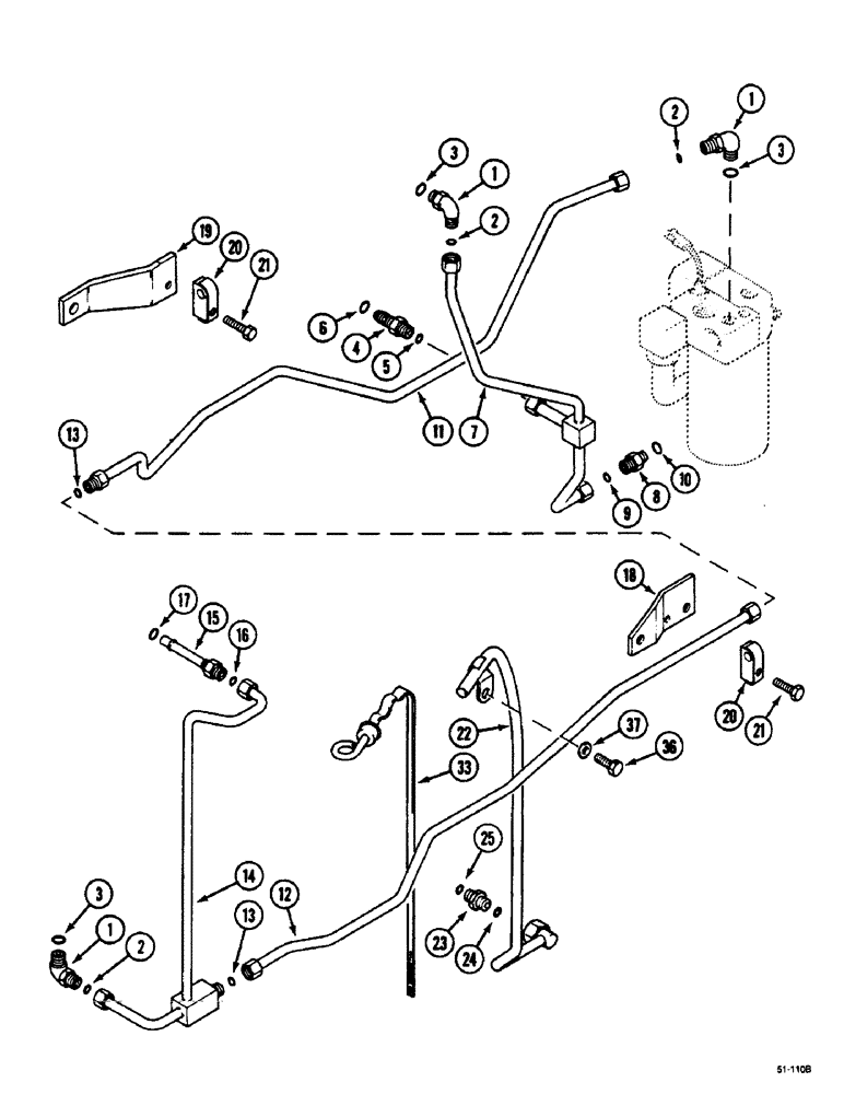 Схема запчастей Case IH 5150 - (8-038) - EXTERNAL LUBRICATION CIRCUIT AND DIPSTICK (08) - HYDRAULICS