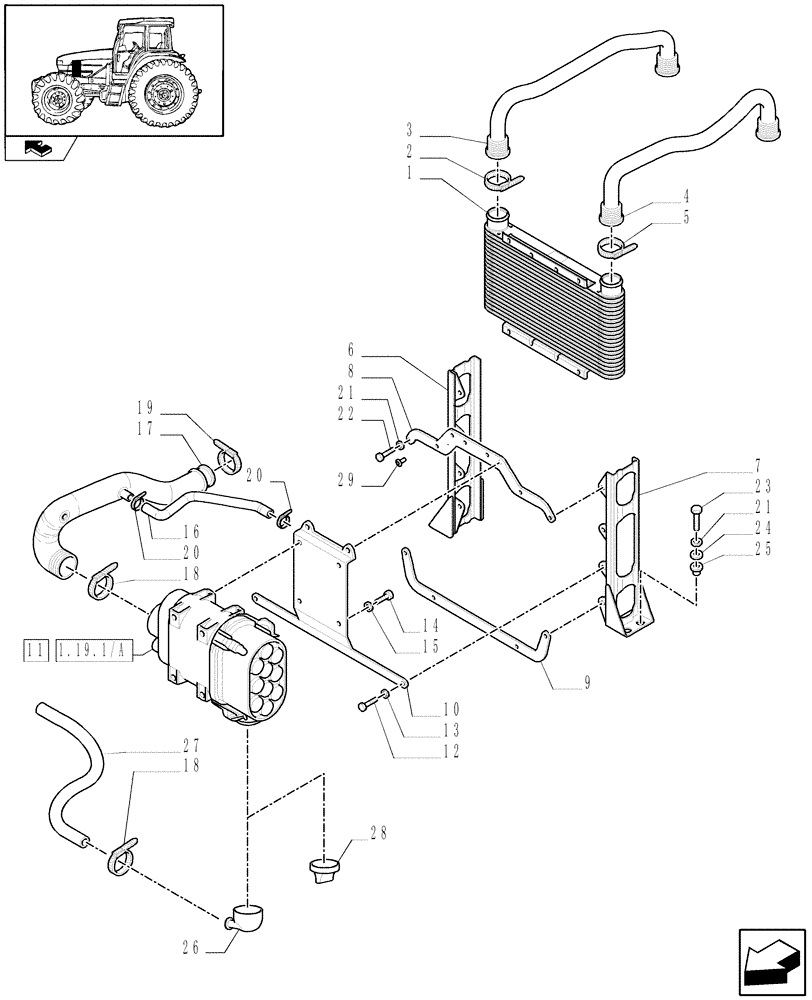 Схема запчастей Case IH FARMALL 95U - (1.19.1) - DRY AIR CLEANER (02) - ENGINE EQUIPMENT