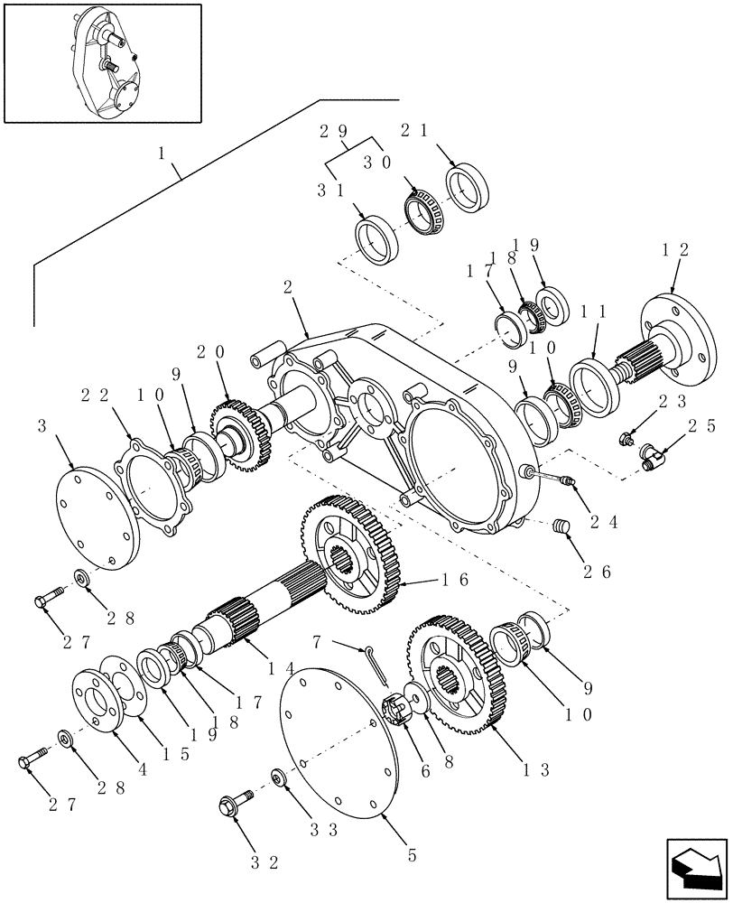 Схема запчастей Case IH DC132 - (03.01) - GEARBOX COMPONENTS - CONDITIONER DRIVE (03) - MAIN GEARBOX