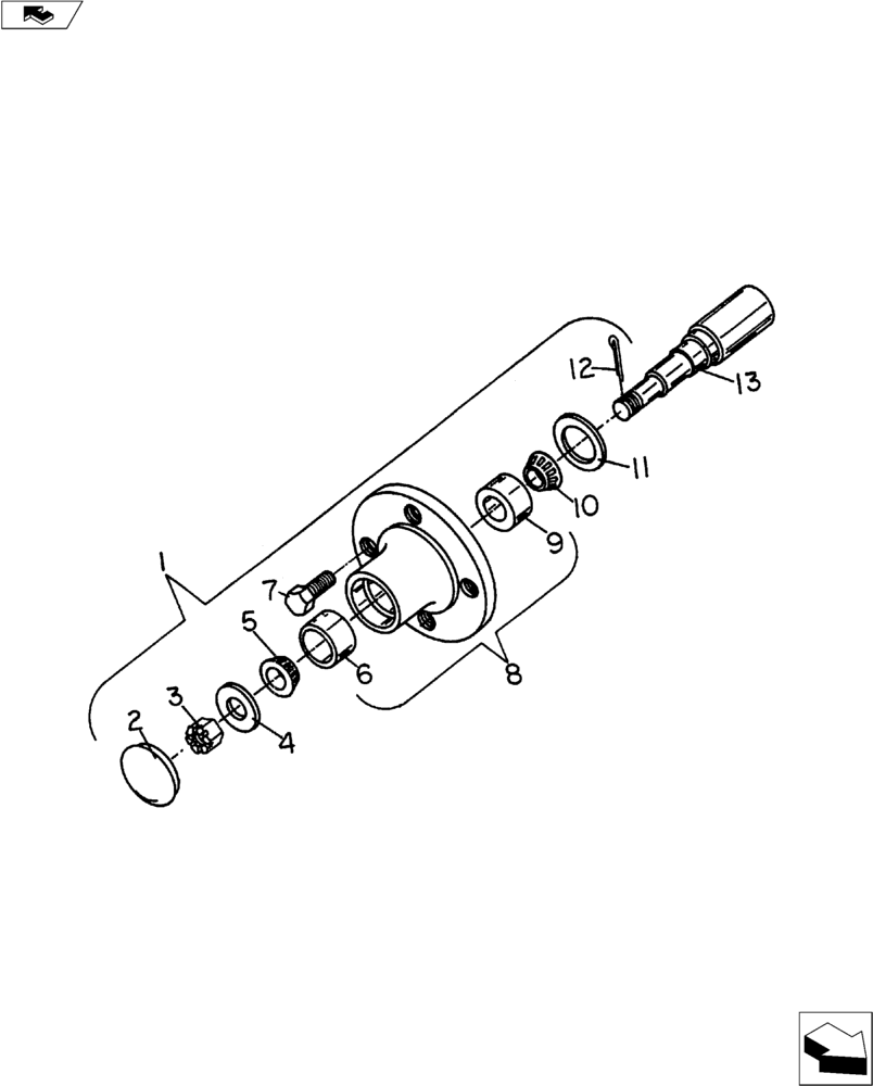 Схема запчастей Case IH 58C SERIES - (44.100.01) - Q633 HUB AND SPINDLE ASSEMBLY (44) - WHEELS