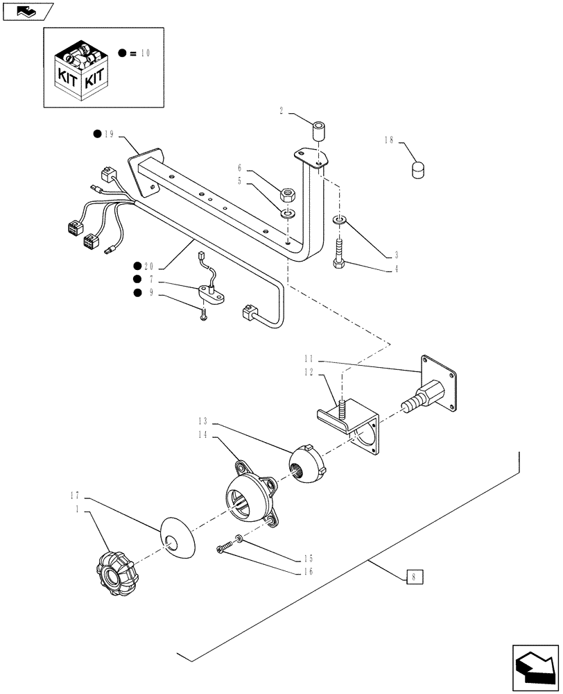 Схема запчастей Case IH PUMA 145 - (55.785.04) - VAR - 743722, 330079, 334761 - PREDISPOSITION FOR ISOBUS VIRTUAL TERMINAL - BALER BAR MOUNTING (55) - ELECTRICAL SYSTEMS