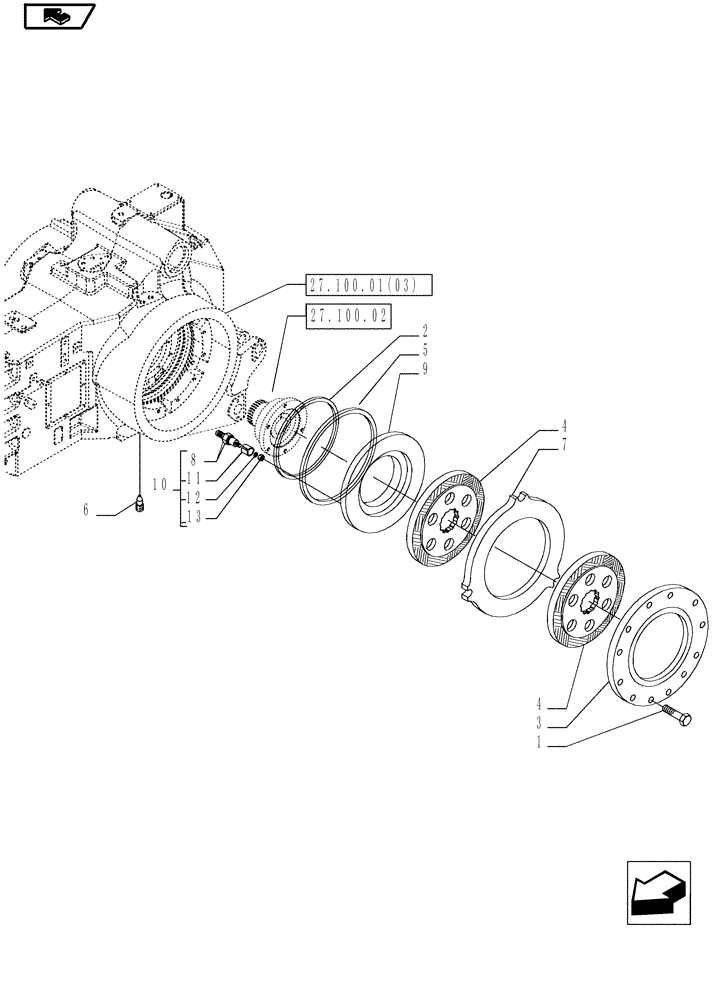 Схема запчастей Case IH MAGNUM 190 - (33.202.01) - TRANSMISSION BRAKES, WITH POWERSHIFT TRANSMISSION (33) - BRAKES & CONTROLS