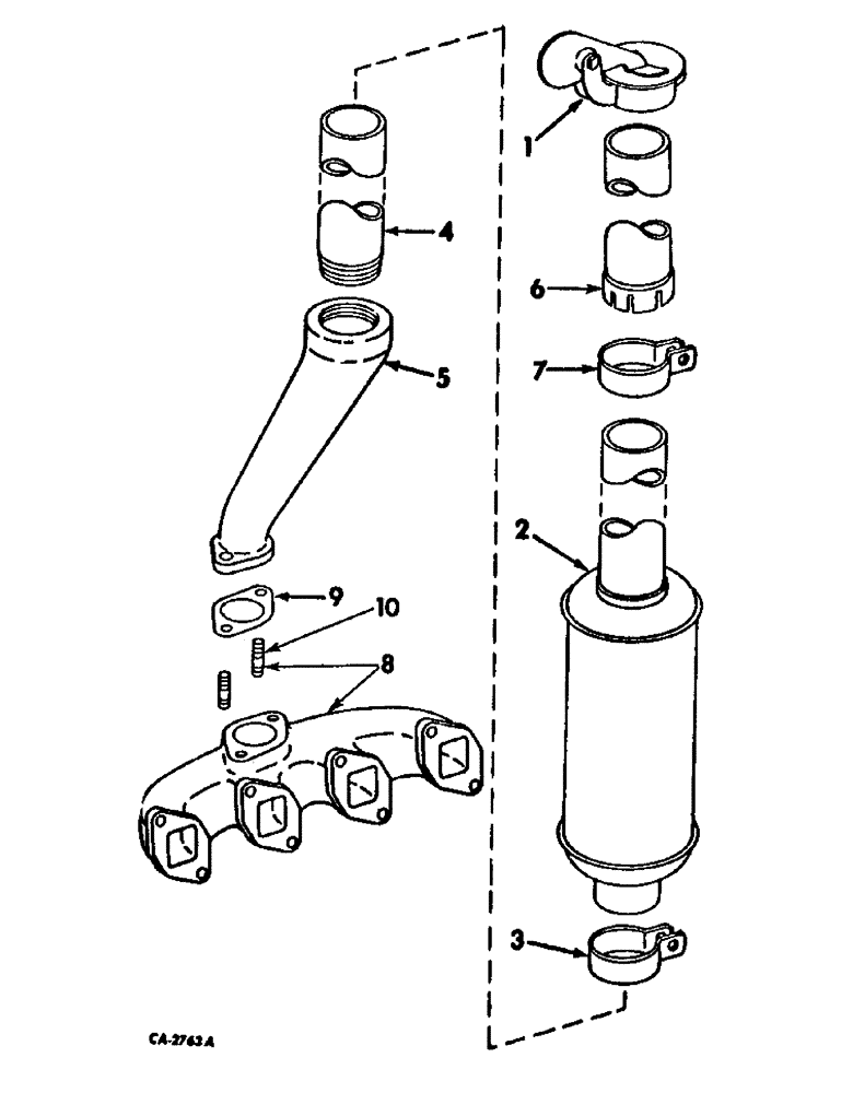 Схема запчастей Case IH 664 - (12-05) - POWER, MANIFOLD AND VERTICAL EXHAUST SYSTEM Power