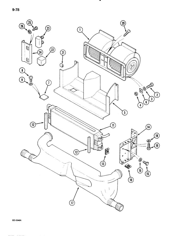 Схема запчастей Case IH 595 - (9-078) - CAB, HEATER ASSEMBLY (09) - CHASSIS/ATTACHMENTS