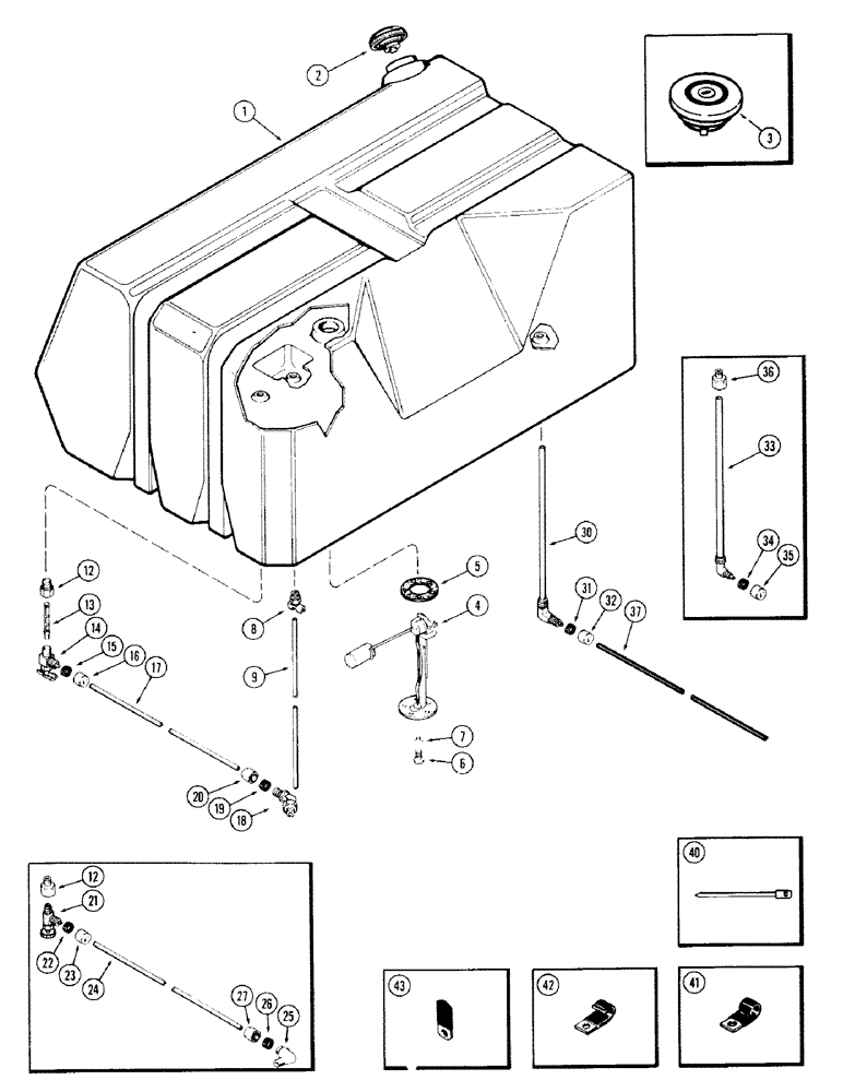 Схема запчастей Case IH 870 - (060) - FUEL TANK & LINES, (336B) DIESEL ENGINE (03) - FUEL SYSTEM