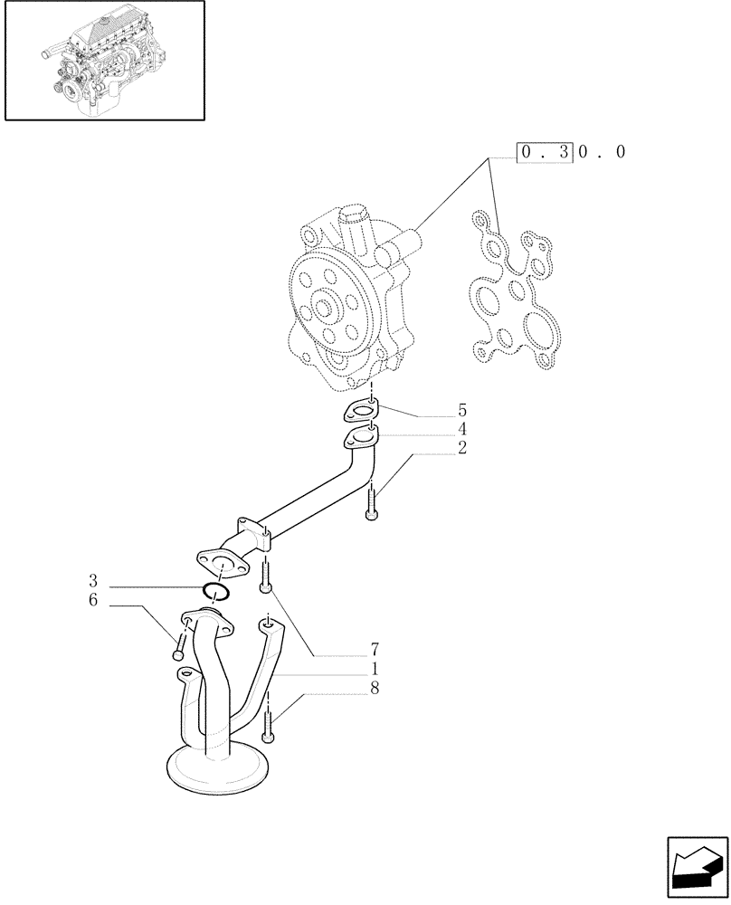 Схема запчастей Case IH F3AE0684G B001 - (0.30.5[01]) - OIL PUMP PIPING (500387388) 