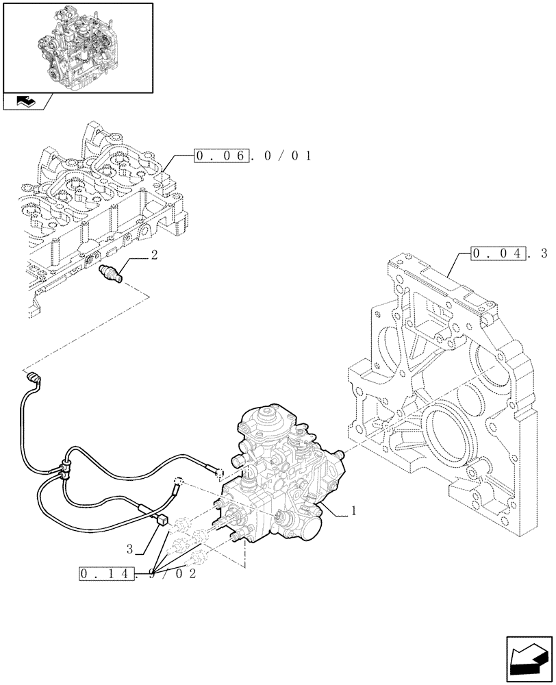 Схема запчастей Case IH FARMALL 95N - (0.14.0/03[01]) - INJECTION PUMP (01) - ENGINE