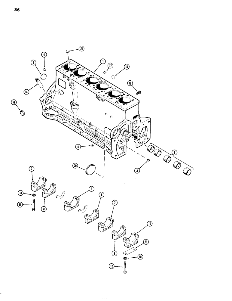 Схема запчастей Case IH 504D - (036) - ENGINE LESS FUEL DEVICE, 504D NATURALLY ASPIRATED ENGINES, B WITH WIDE MAIN BEARINGS (10) - ENGINE