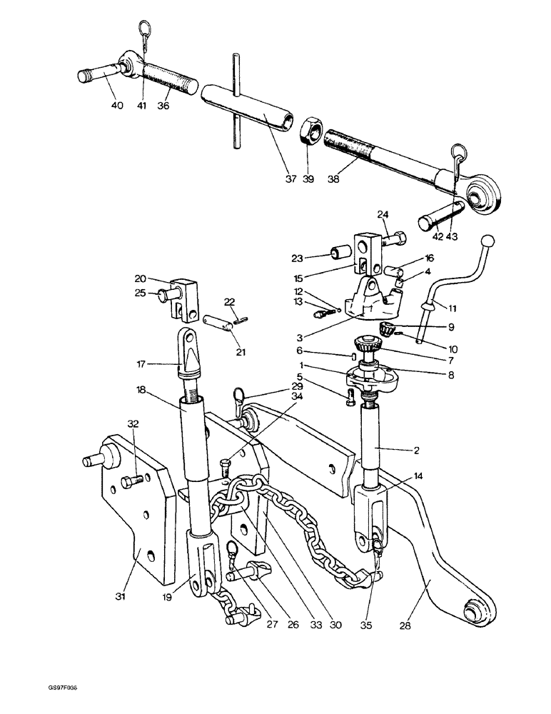 Схема запчастей Case IH 885 - (8-28) - THREE-POINT LINKAGE, 885 NARROW TRACTORS (08) - HYDRAULICS