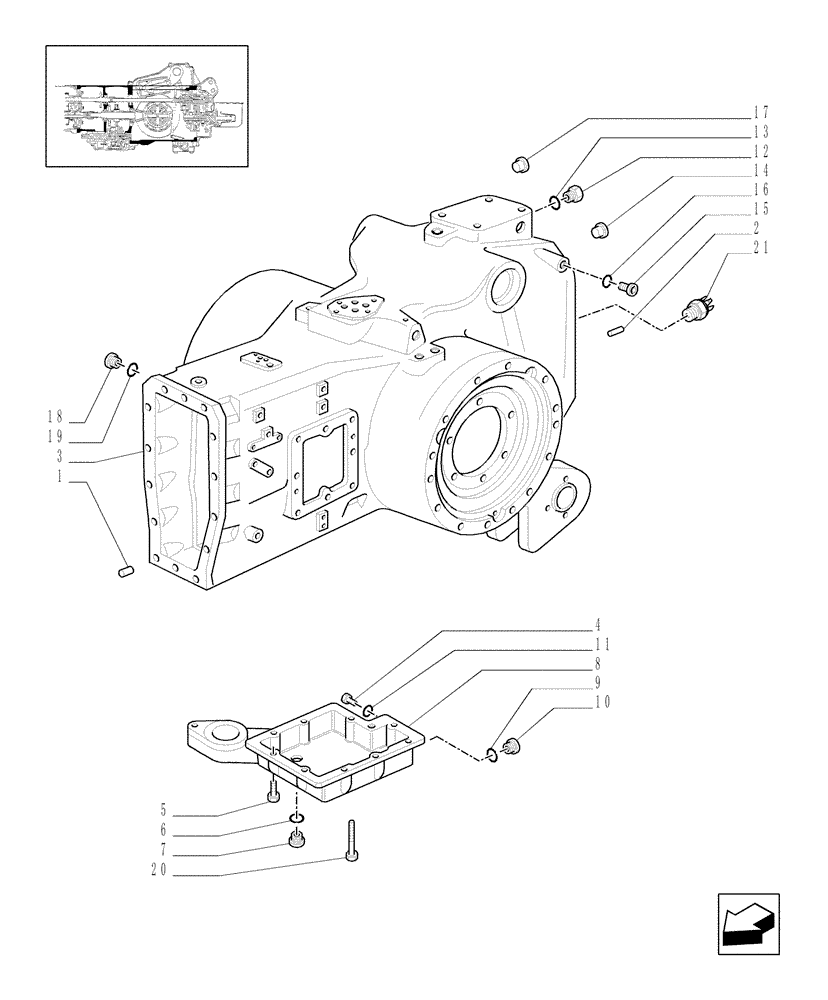 Схема запчастей Case IH MXM190 - (1.21.0/01[04]) - HOUSING, GEARS (03) - TRANSMISSION