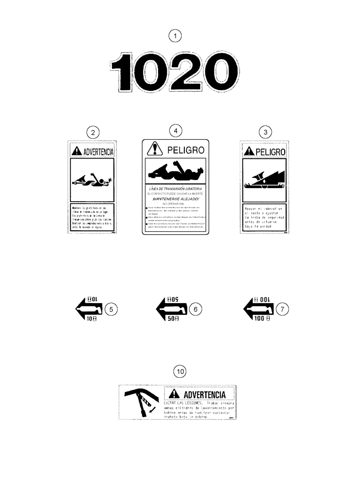 Схема запчастей Case IH 1020 - (09D-19[03]) - DECALS - SPANISH LANGUAGE (09) - CHASSIS/ATTACHMENTS