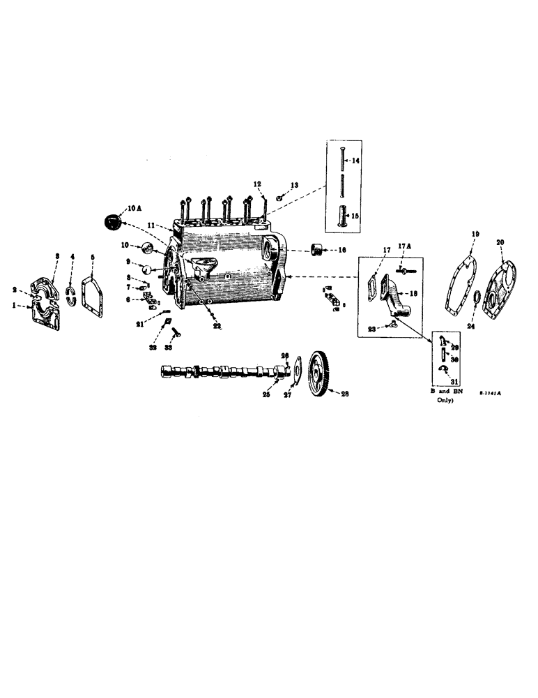 Схема запчастей Case IH FARMALL A - (012) - ENGINE, CRANKCASE, FRONT COVER, CAMSHAFT AND RELATED PARTS (01) - ENGINE