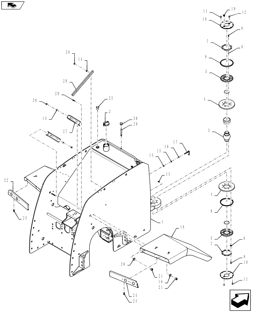 Схема запчастей Case IH QUADTRAC 450 - (39.100.07[01]) - REAR FRAME / FUEL TANK AND FENDERS - QUADTRAC 450 & 500 BSN ZBF126024 (39) - FRAMES AND BALLASTING