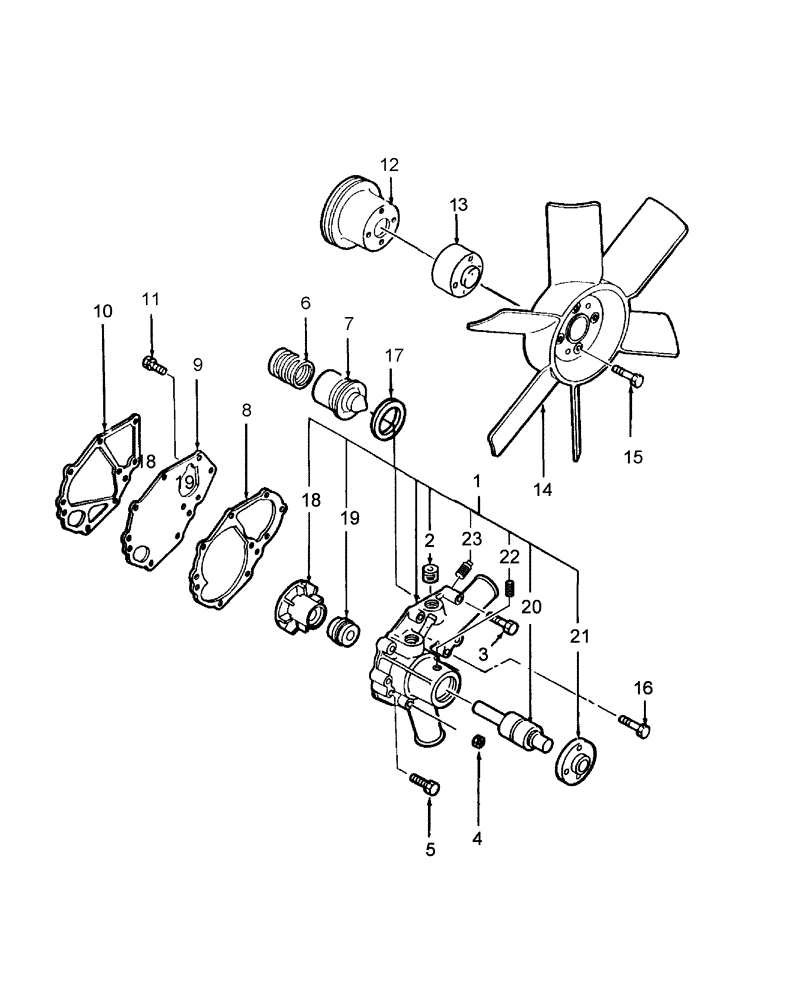 Схема запчастей Case IH DX24E - (01.06) - WATER PUMP & FAN (01) - ENGINE