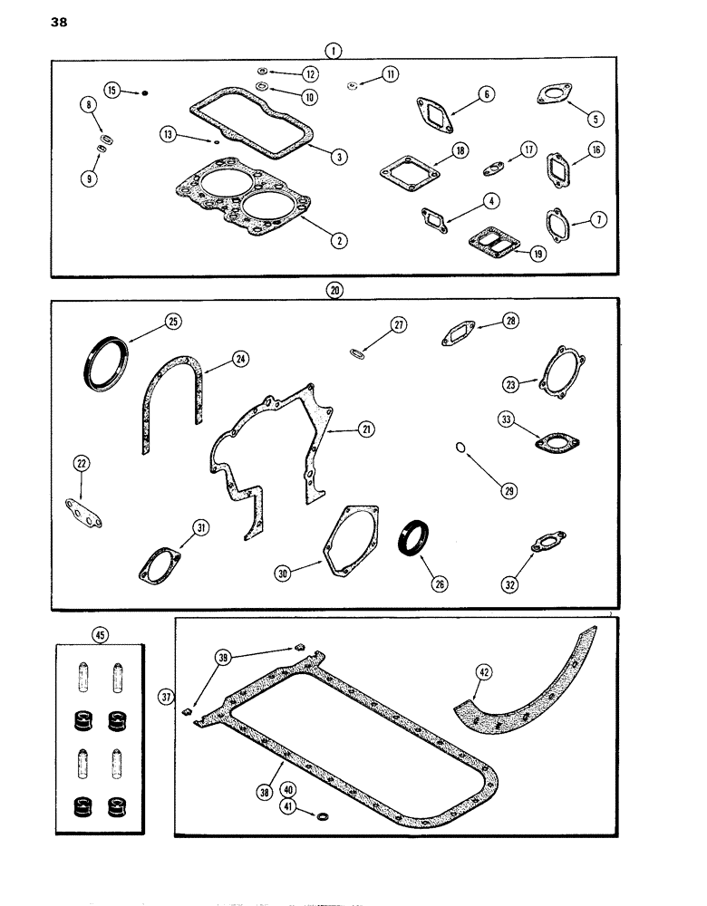 Схема запчастей Case IH 870 - (038) - ENGINE GASKET KITS, (336B) DIESEL ENGINE (02) - ENGINE