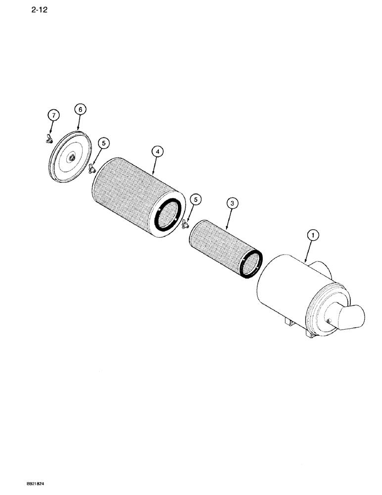 Схема запчастей Case IH 7110 - (2-12) - AIR CLEANER ASSEMBLY (02) - ENGINE