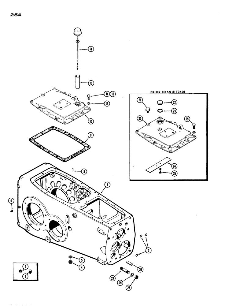 Схема запчастей Case IH 830-SERIES - (254) - TRANSMISSION CASE (06) - POWER TRAIN