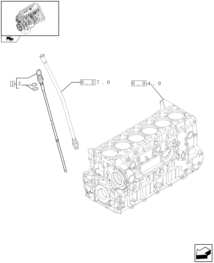 Схема запчастей Case IH F3AE0684S E908 - (0.27.1) - OIL DIPSTICK (504121046) 