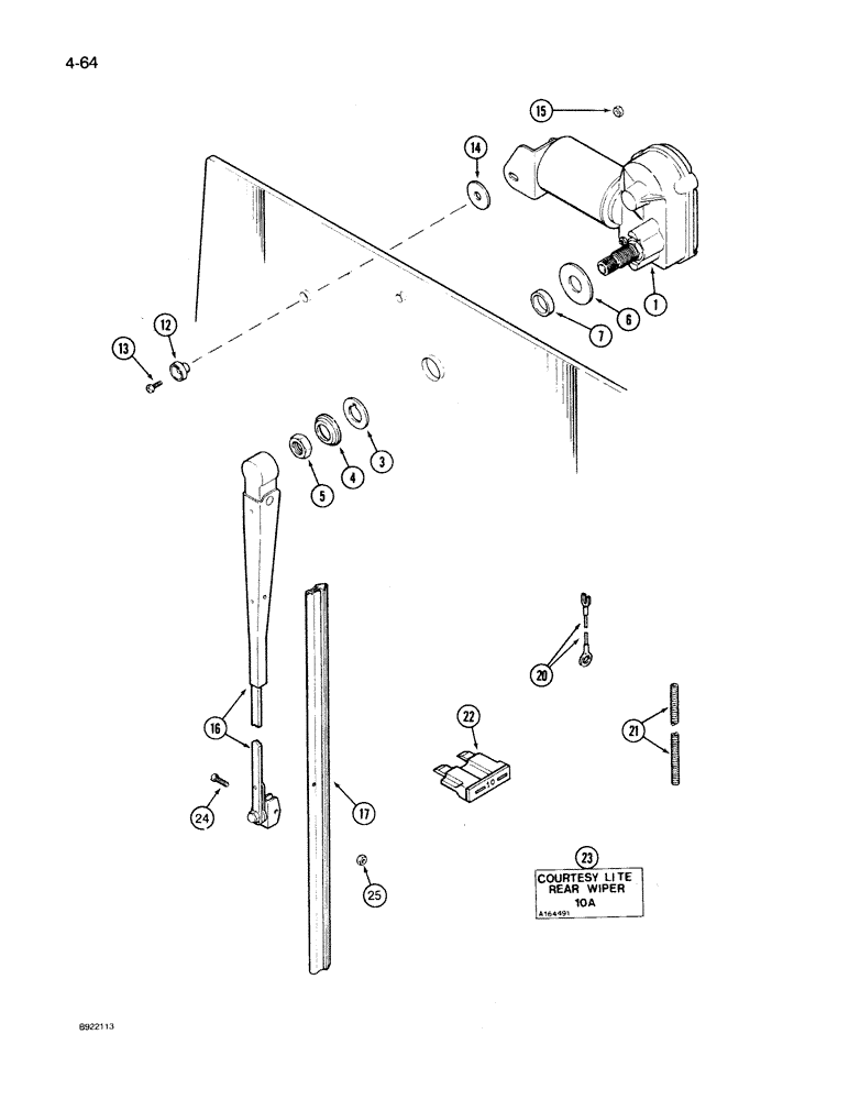 Схема запчастей Case IH 7140 - (4-064) - REAR WINDOW WIPER (04) - ELECTRICAL SYSTEMS