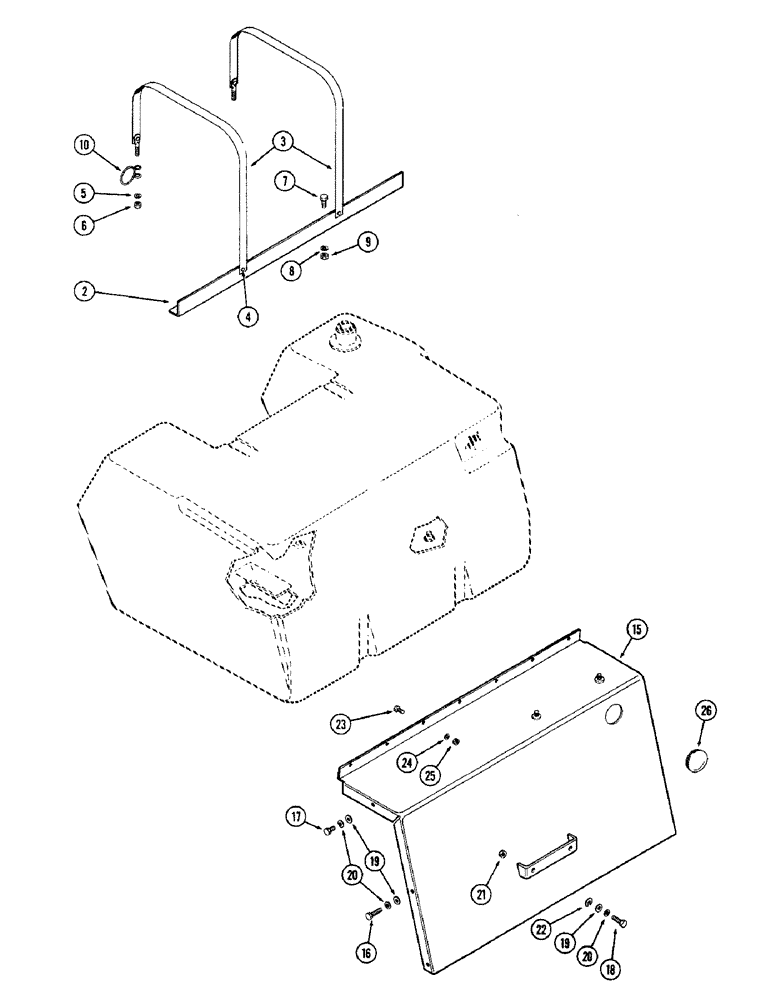 Схема запчастей Case IH 1570 - (042) - FUEL TANK SUPPORTS AND COVER, 504BDT DIESEL ENGINE (03) - FUEL SYSTEM