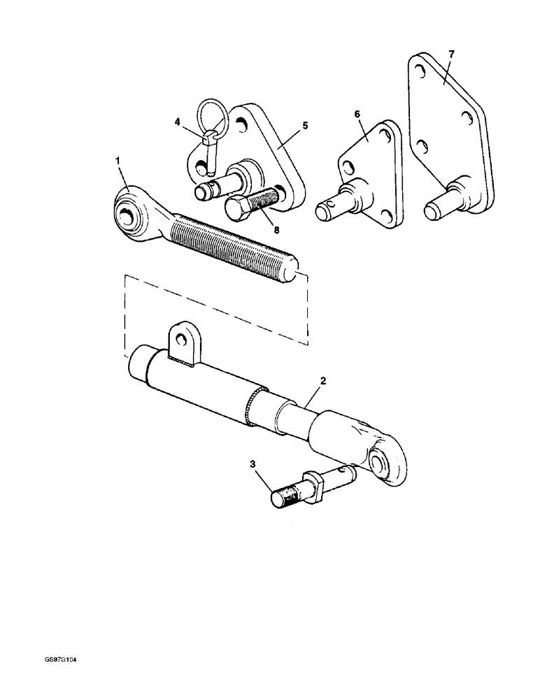 Схема запчастей Case IH 1210 - (9-014) - LINKAGE STABILIZERS, TELESCOPIC (09) - CHASSIS/ATTACHMENTS