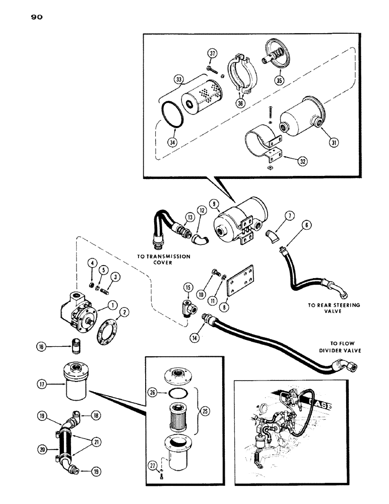 Схема запчастей Case IH 1200 - (090) - TRANSMISSION OIL PUMP AND FILTER SYSTEM (06) - POWER TRAIN