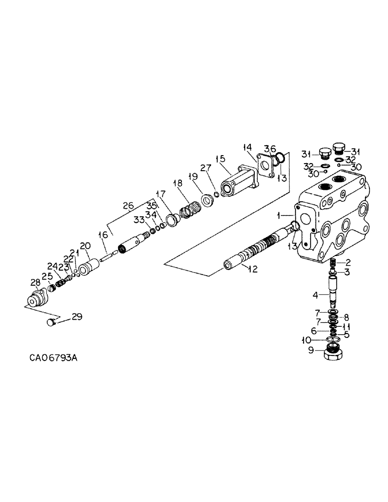 Схема запчастей Case IH 1586 - (10-52) - HYDRAULIC, CLOSE CENTER AUXILIARY CONTROL VALVE, 1586 WITH SERIAL NO. 21000 AND ABOVE (07) - HYDRAULICS