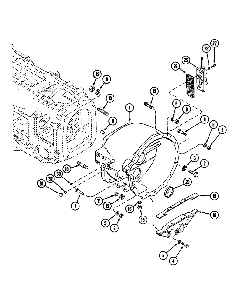 Схема запчастей Case IH 2290 - (6-246) - MECHANICAL SHIFT TRANSMISSION, CLUTCH HOUSING (06) - POWER TRAIN