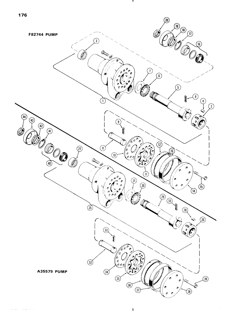 Схема запчастей Case IH 570 - (176) - HYDROSTATIC STEERING, F82744 MANUAL PUMP (05) - STEERING