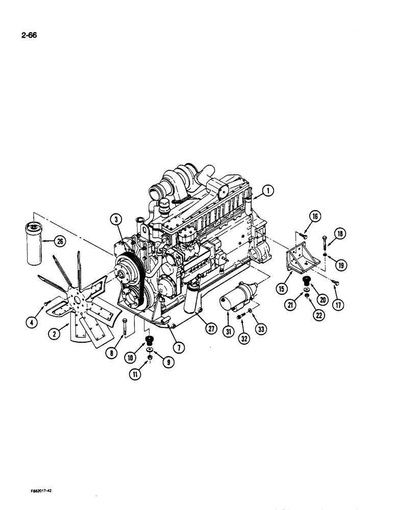 Схема запчастей Case IH 9170 - (2-66) - ENGINE MOUNTING, 3406 ENGINE (02) - ENGINE