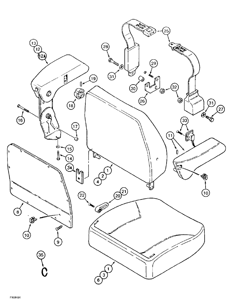 Схема запчастей Case IH 9380 QUADTRAC - (9-056) - DELUXE AIR SUSPENSION SEAT, CUSHIONS, ARM RESTS, AND SEAT BELT (09) - CHASSIS/ATTACHMENTS