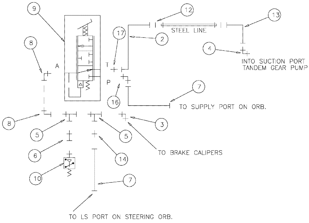 Схема запчастей Case IH SPX3310 - (06-007) - BRAKE PEDAL ASSEMBLY Hydraulic Plumbing