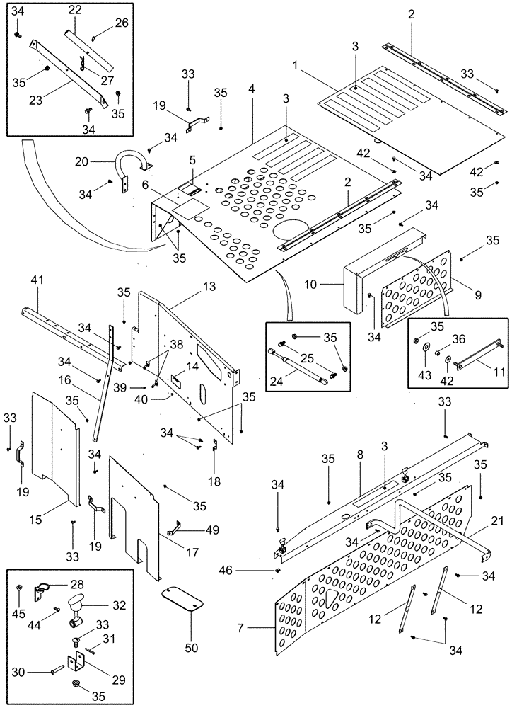 Схема запчастей Case IH 2377 - (09H-01) - ENGINE SHIELDS AND SERVICE DECK (12) - CHASSIS