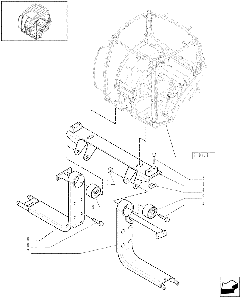 Схема запчастей Case IH PUMA 165 - (1.92.6/01[01]) - (VAR.635) CAB W/SUSPENSION - CAB SUPPORTS (10) - OPERATORS PLATFORM/CAB