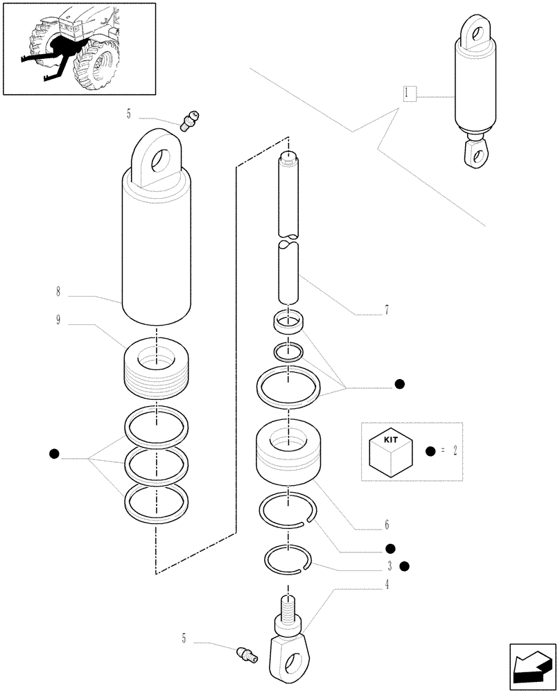 Схема запчастей Case IH MAXXUM 115 - (1.81.9/ A) - HYDRAULIC CYLINDER - BREAKDOWN (VAR.330813) (07) - HYDRAULIC SYSTEM