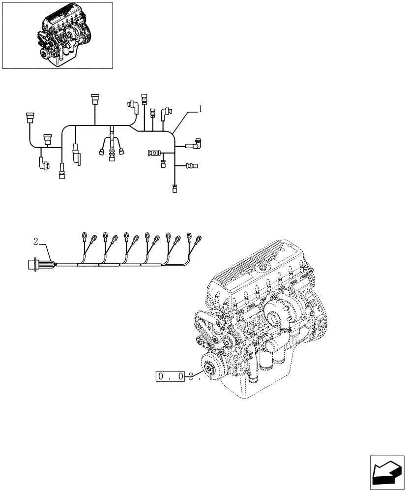 Схема запчастей Case IH STEIGER 380 - (02-62) - MOTOR ELECTRIC INSTALLATION, STX & STEIGER 380 / 430 (02) - ENGINE