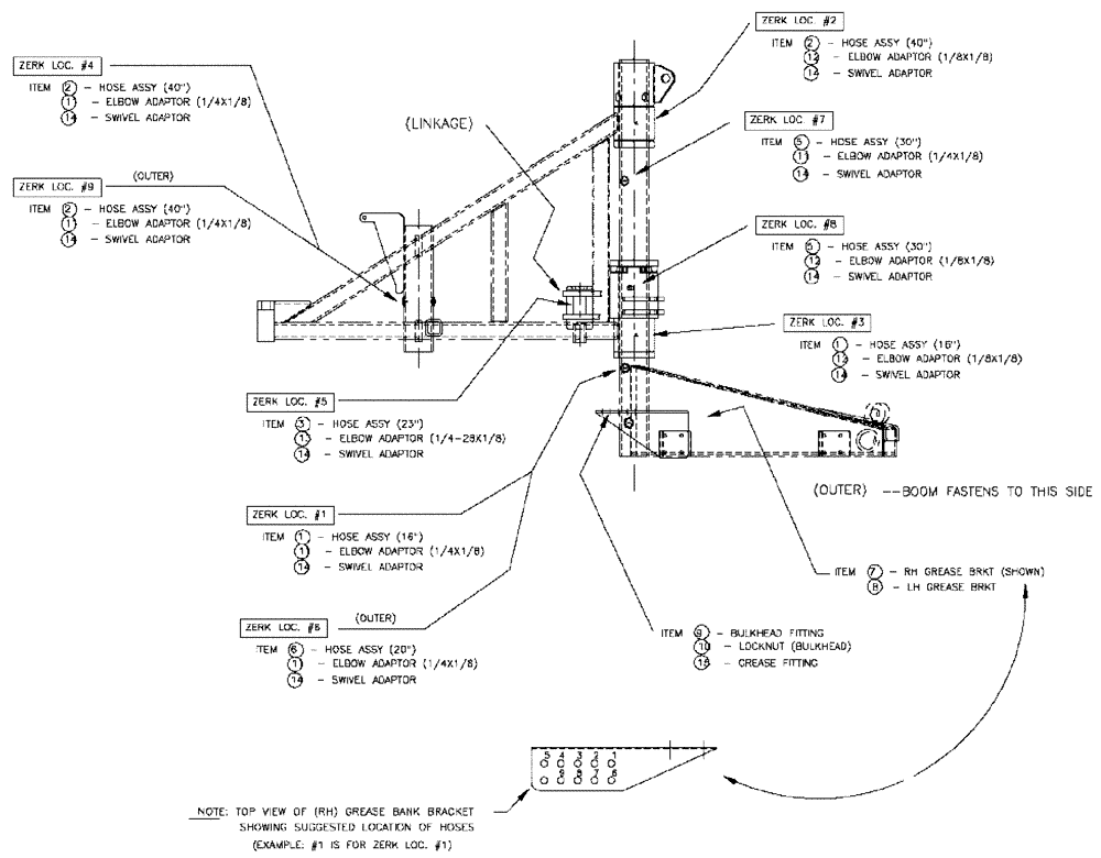 Схема запчастей Case IH 610 - (03-002) - BOOM GREASE BANK GROUP (09) - BOOMS