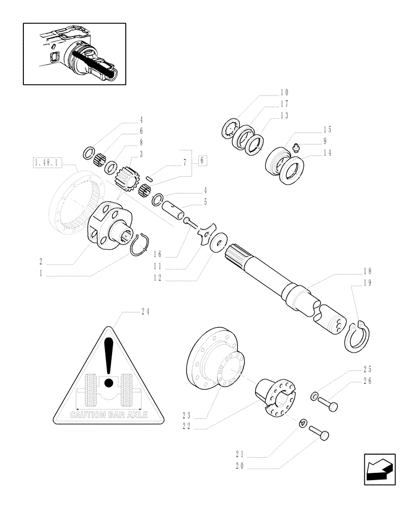 Схема запчастей Case IH PUMA 165 - (1.48.1/03[01]) - (VAR.431-431/1-437-437/1) BAR AXLE 98" AND 112" FINAL DRIVE, GEARS AND SHAFTS (05) - REAR AXLE