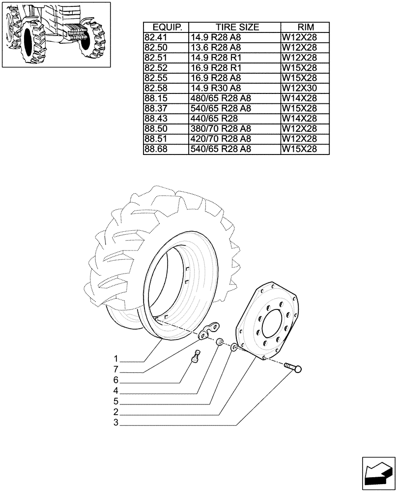 Схема запчастей Case IH MAXXUM 100 - (82.00[01]) - 4WD DRIVING WHEELS (11) - WHEELS/TRACKS