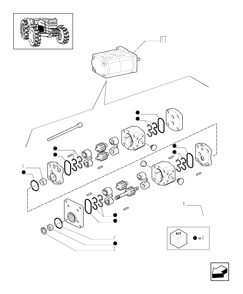 Схема запчастей Case IH JX1085C - (1.42.0/05A) - HYDRAULIC PUMP - BREAKDOWN - C5573 (04) - FRONT AXLE & STEERING