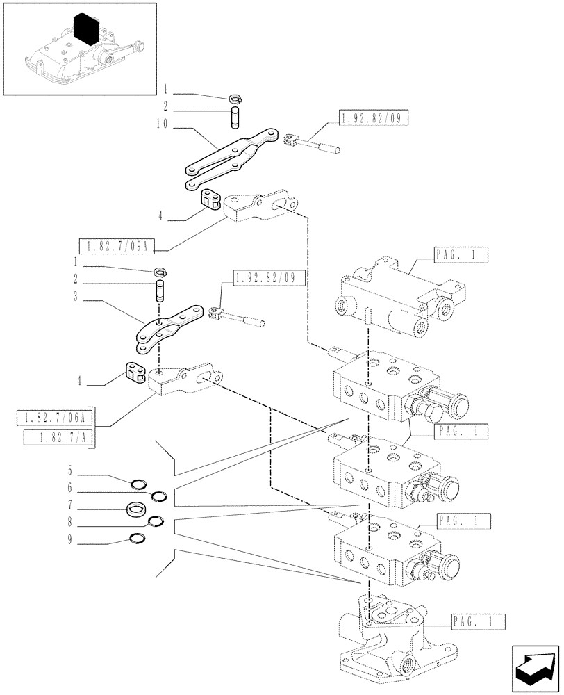 Схема запчастей Case IH JX1095C - (1.82.7/10[02]) - (VAR.164) 3 REAR REMOTE VALVES FOR EDC - RINGS - C5484 (07) - HYDRAULIC SYSTEM