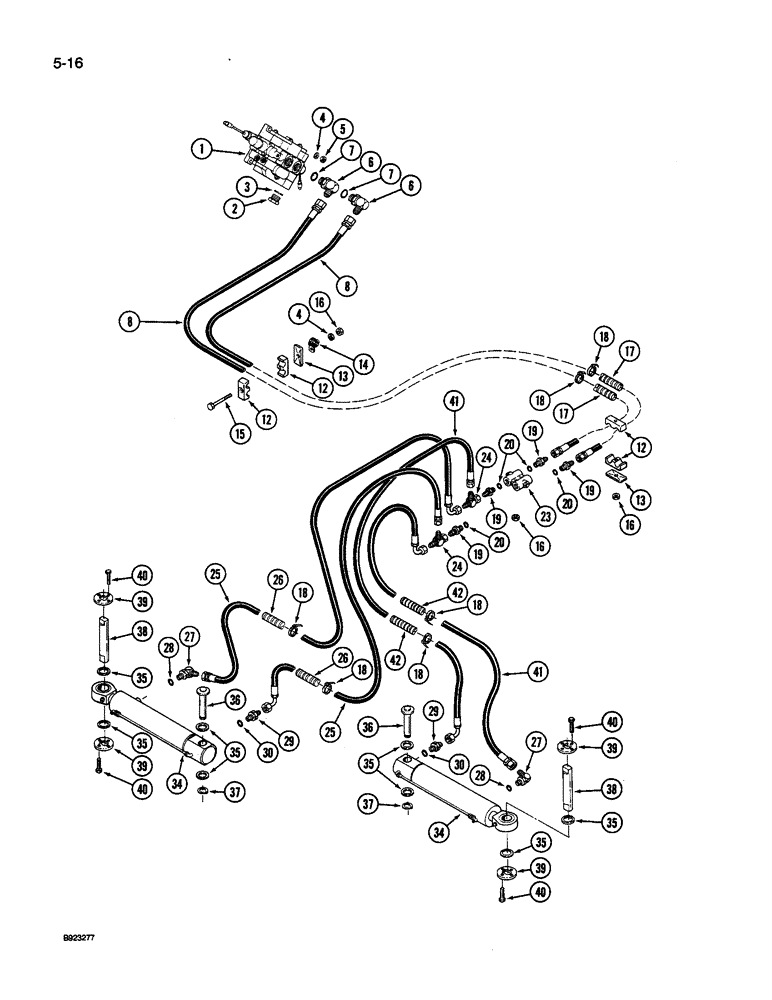 Схема запчастей Case IH 9240 - (5-016) - STEERING SYSTEM HYDRAULICS, REAR STEERING, P.I.N. JCB0028400 AND AFTER (05) - STEERING